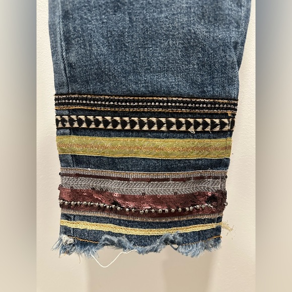 Pilcro High-Rise Embroidered Slim Straight Jeans, Denim Medium Blue - Picture 9 of 16